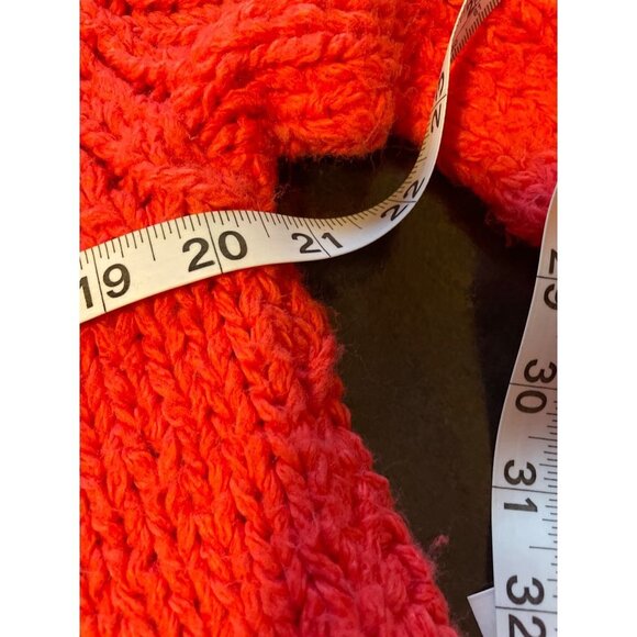 Vintage 70s 80s Hand Knit Cowl Neck Peachy Red Sweater - Picture 8 of 10